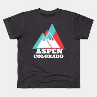 Aspen Colorado Vintage Mountain Travel Kids T-Shirt